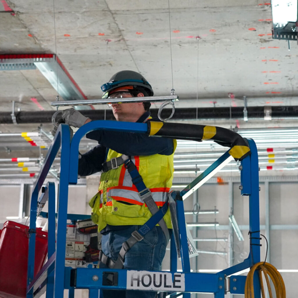 Cowichan District Hospital Replacement Project Houle Field Staff Installing Gripple on site