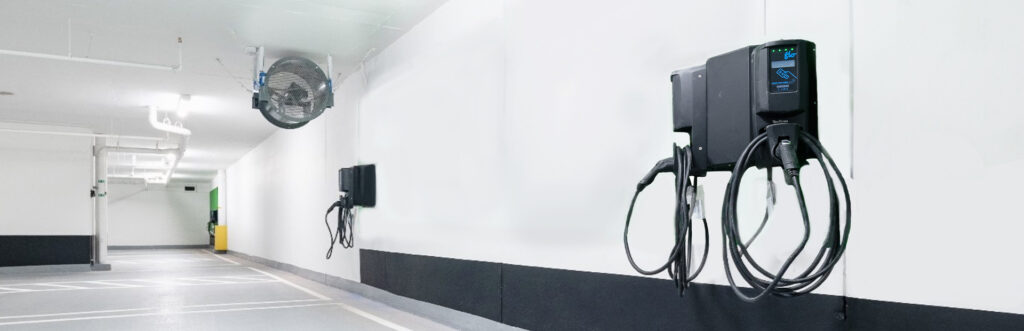 EV Chargers in a Parking Lot