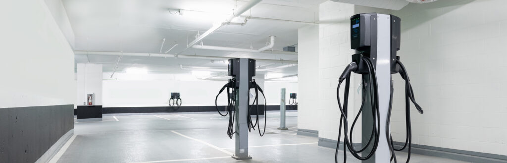 EV Chargers in a Parking Lot