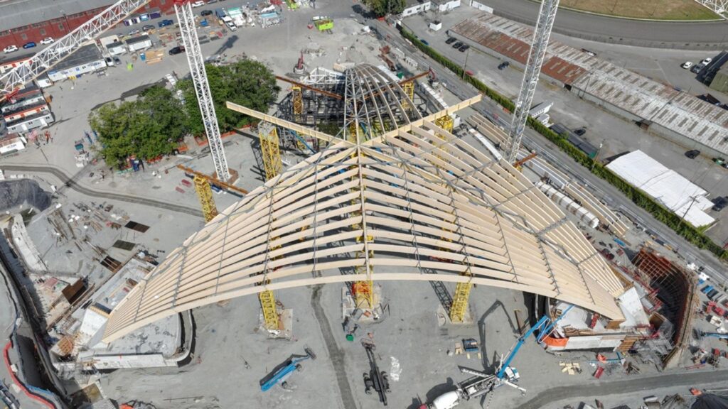 PNE Freedom Mobile Arch Construction Site Aerial View