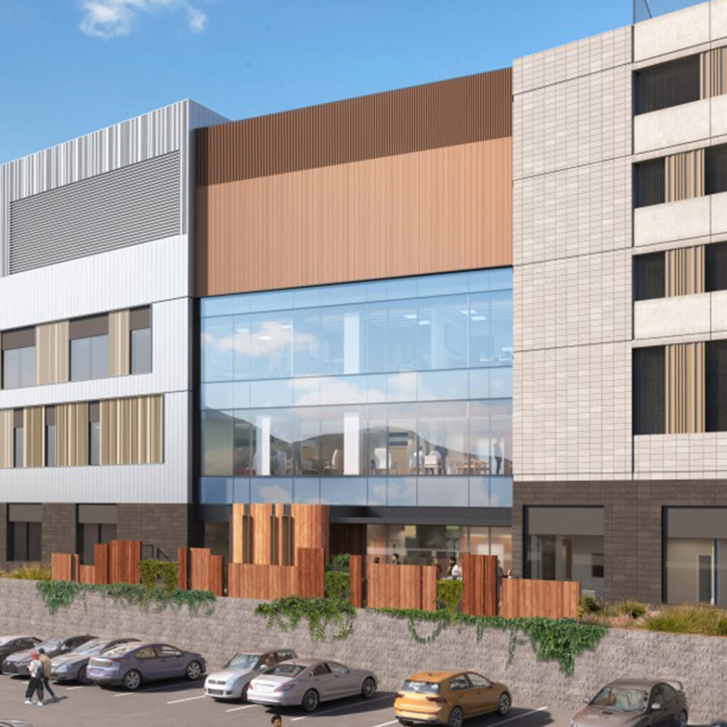 A project rendering of the Lobby Connector and Healing Garden at the Kamloops Cancer Centre