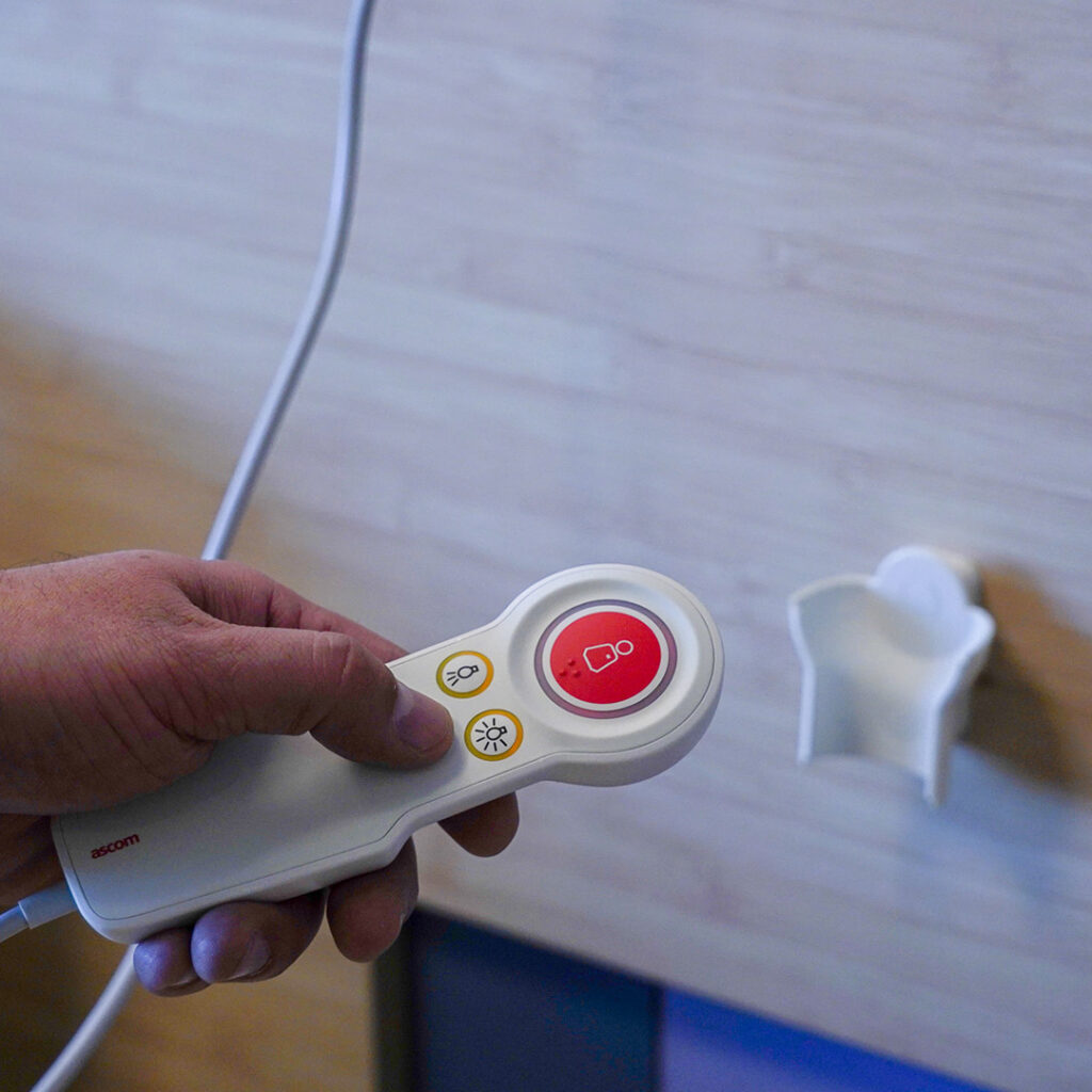 A lighting control remote in the Abbotsford Regional Hospital and Cancer Centre.